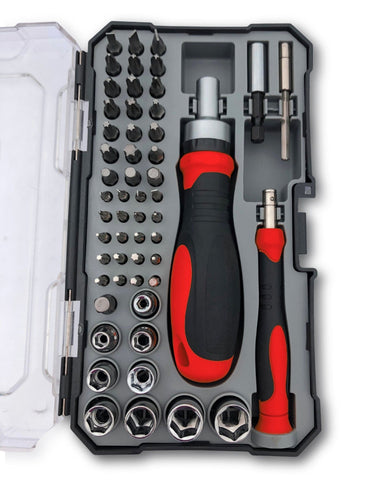 55 Piece Metric Tool Set with Ratcheting Bit Driver, Precision Bit Driver and Bit Assortment