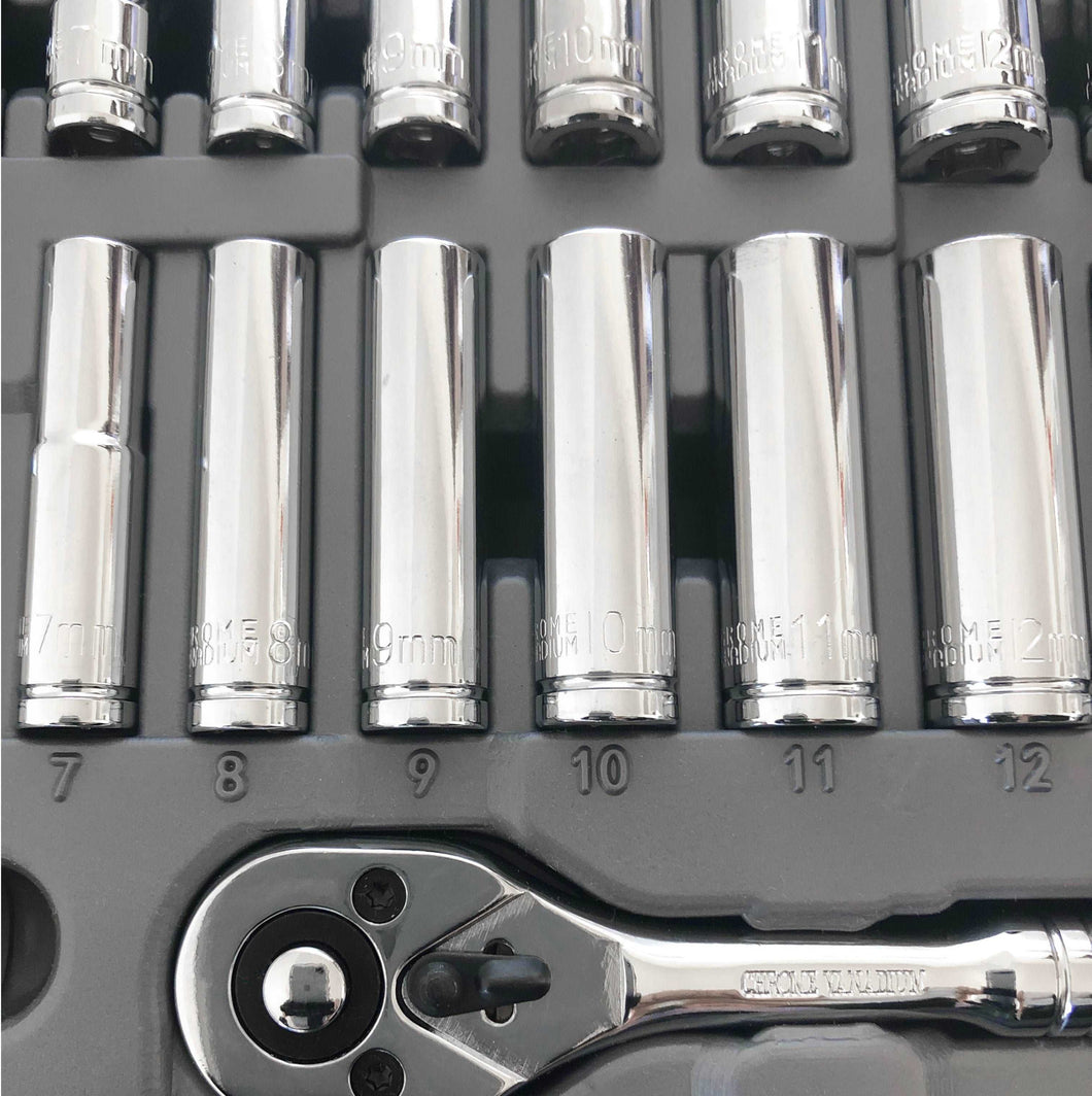 1/4 drive socket set, deep and regular sockets