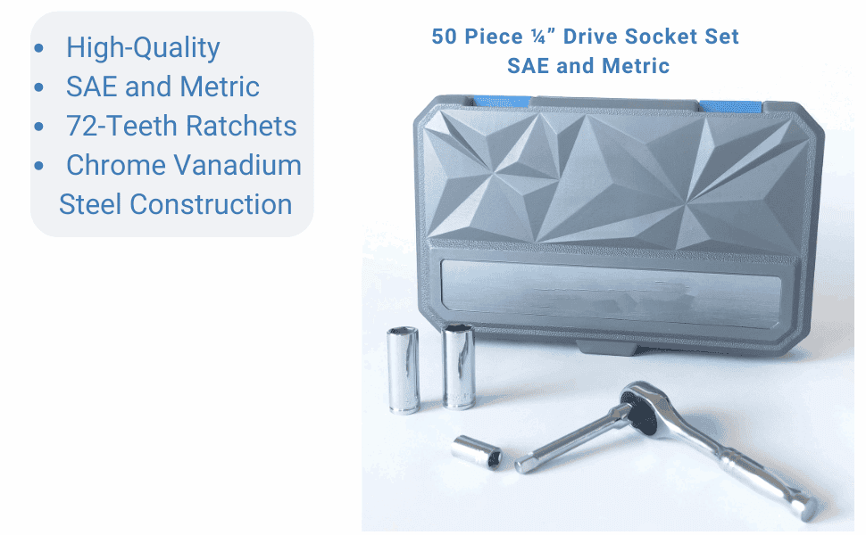 1/4 drive socket set, deep and regular sockets