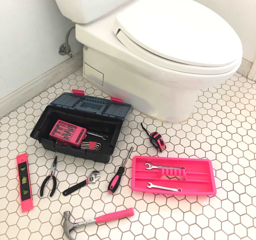 53 Piece Household Tool Kit with Tool Box Pink